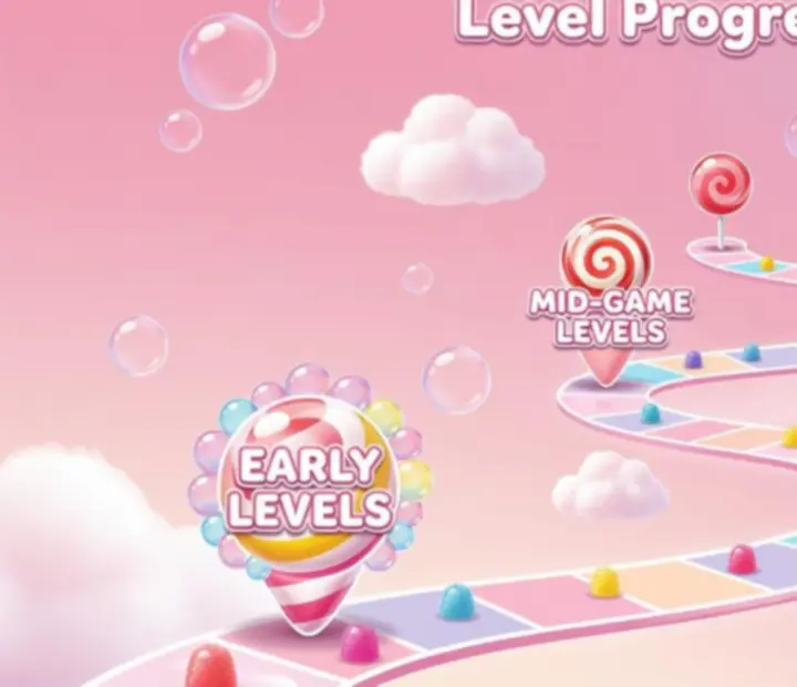 Progression chart of Sweet Bubble Shooter levels and difficulty curves