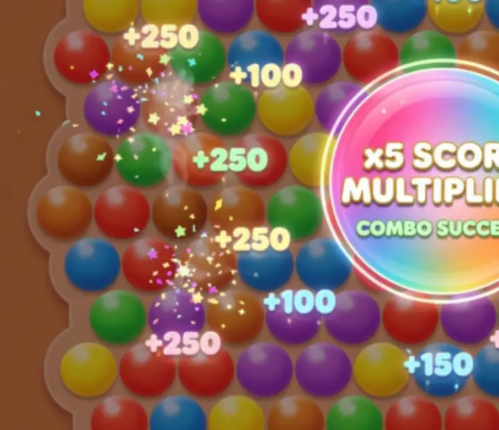 In-game user interface showing combo streak and score multiplier meter in Sweet Bubble Shooter